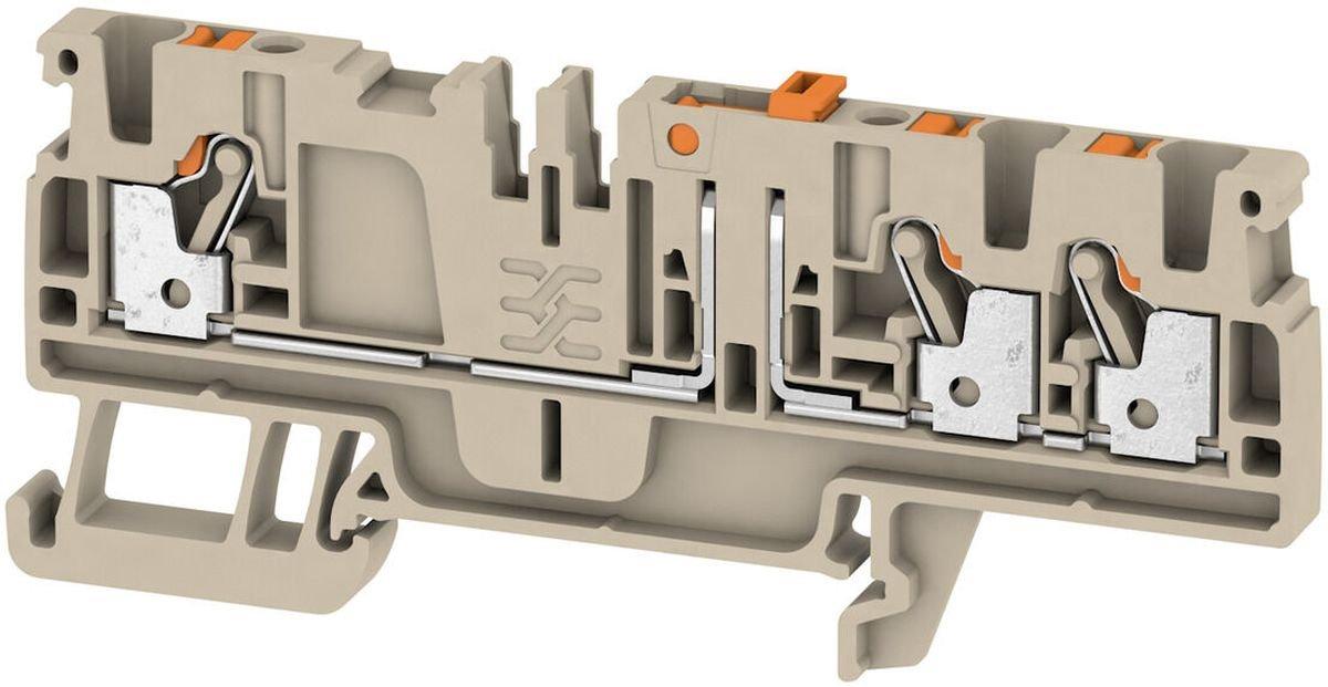 Prüftrenn-Reihenklemme mit PUSH IN Anschluss 2,5 mm² dunkelbeige