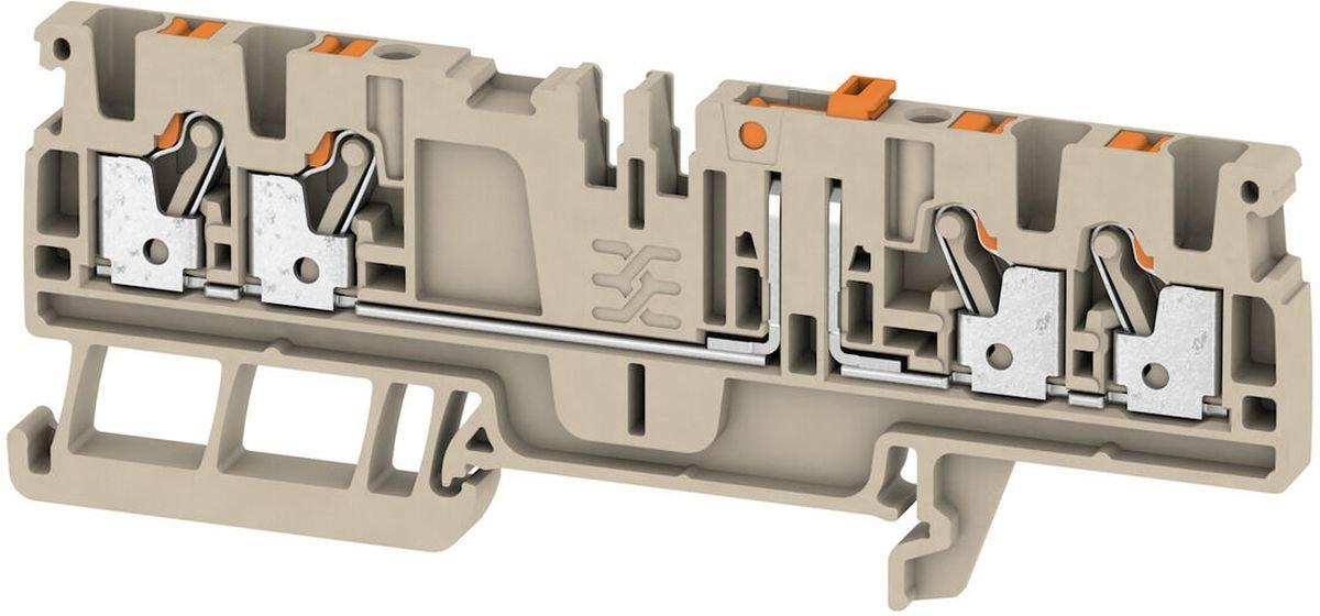 Prüftrenn-Reihenklemme mit PUSH IN Anschluss 2,5 mm² dunkelbeige