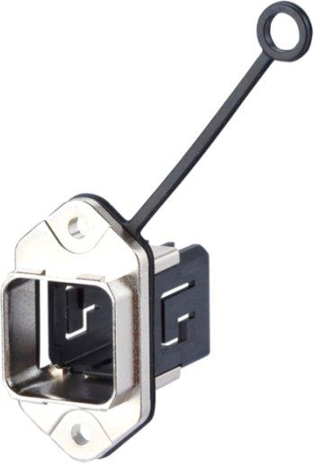 Flanschgehäuse mit Push-Pull E-DAT Industry IP67 V14 bulkhead Normbefestigung