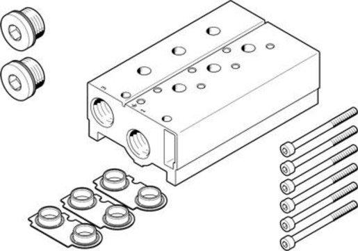Anschlussblock für 8 Stk 3/2 Wegeventil inkl Dichtungen / Schrauben