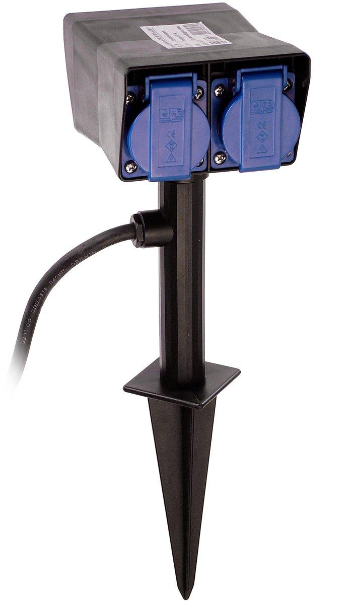 Gartensteckdose 2 - fach Schwarz / Gelb