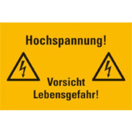 Warn-Kombischild Hochspannung! Vorsicht … Folie selbstkl. 120 x 200 mm
