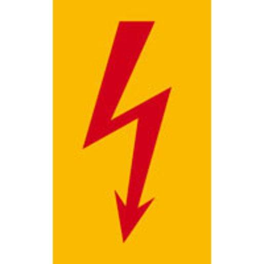 Warnschild Blitzpfeil praxisbewährt rot Folie selbstklebend 74 x 148mm