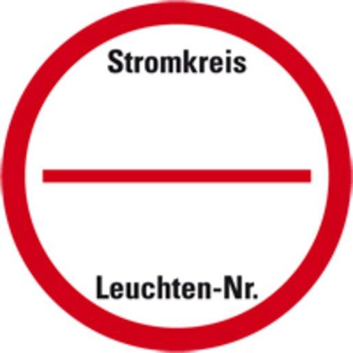 Stromkreisbezeichnungsschild bedruckt 2 Felder PVC-Folie Ø39 mm
