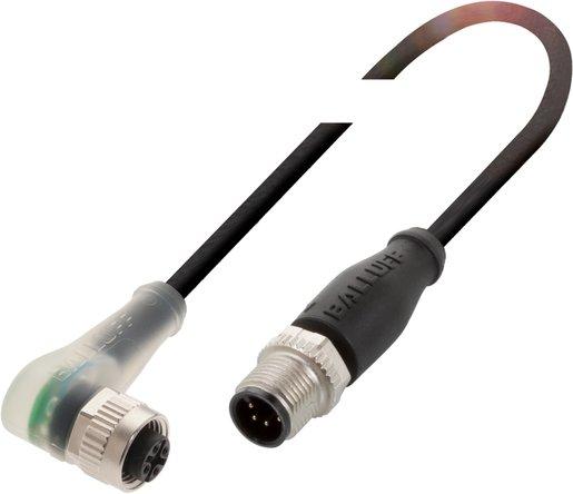 Verbindungskabel M12 Buchse 5-polig abgewin. M12 Stecker 4-polig schwarz 0,6 m