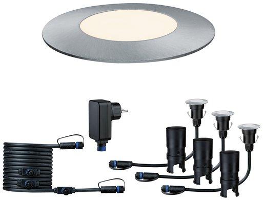 Plug & Shine Floor Mini Basisset IP65 3000K 3x2,5W 24V 55mm Silber