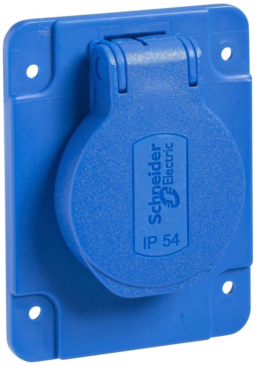 Schukosteckdose blau 2-polig+E 10 bis 16 A 250 V für DE IP54 65 x 85 mm
