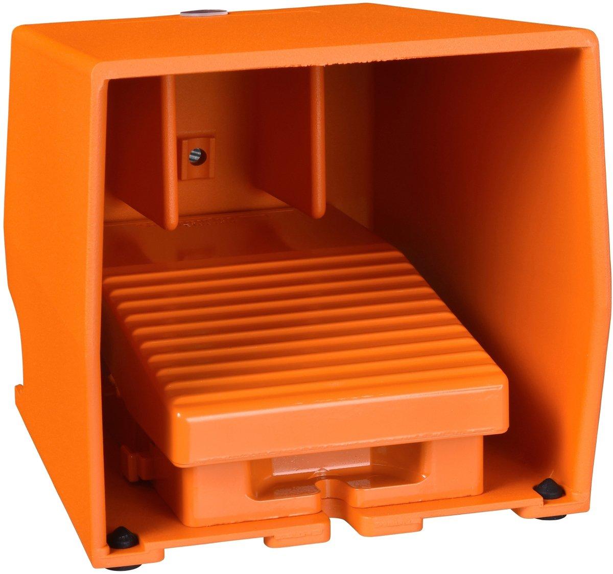 Fußschalter einfach XPE-R mit Schutzhaube Metallausführung orange 2Ö + 2S