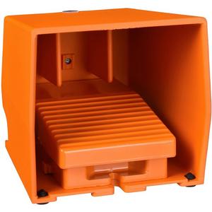 Fußschalter einfach XPE-R mit Schutzhaube Metallausführung orange 2Ö + 2S
