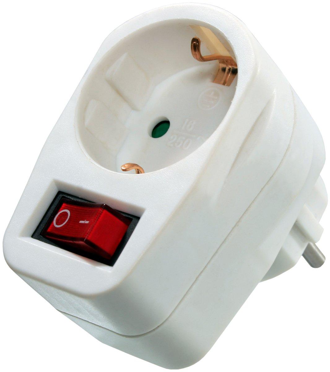 Schutzkontaktsteckdose mit beleuchtetem Ein-/Aus-Schalter