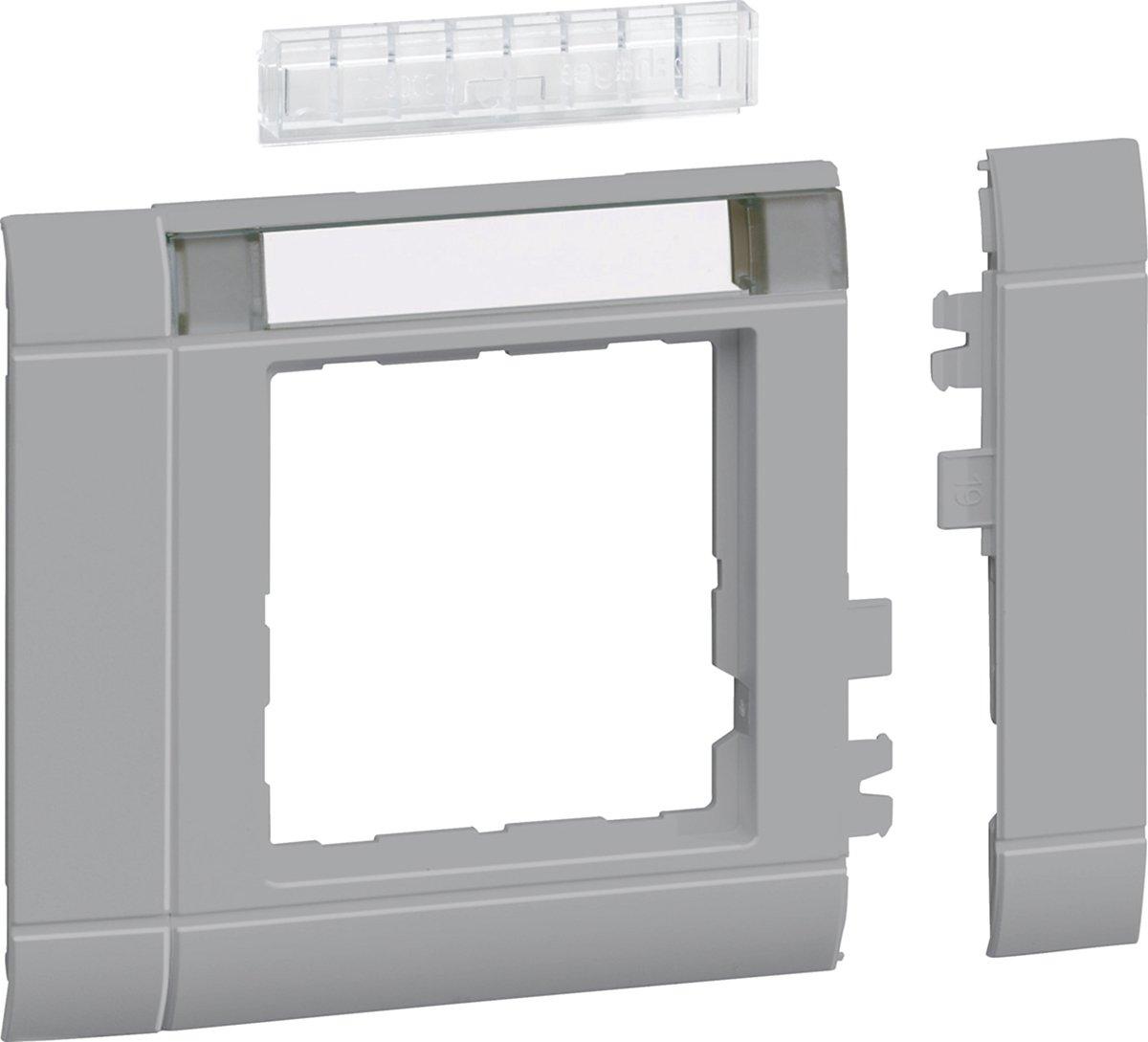 Rahmenblende modular Oberteil 80mm hfr mit Beschriftungsfeld lackiert Alu 9006