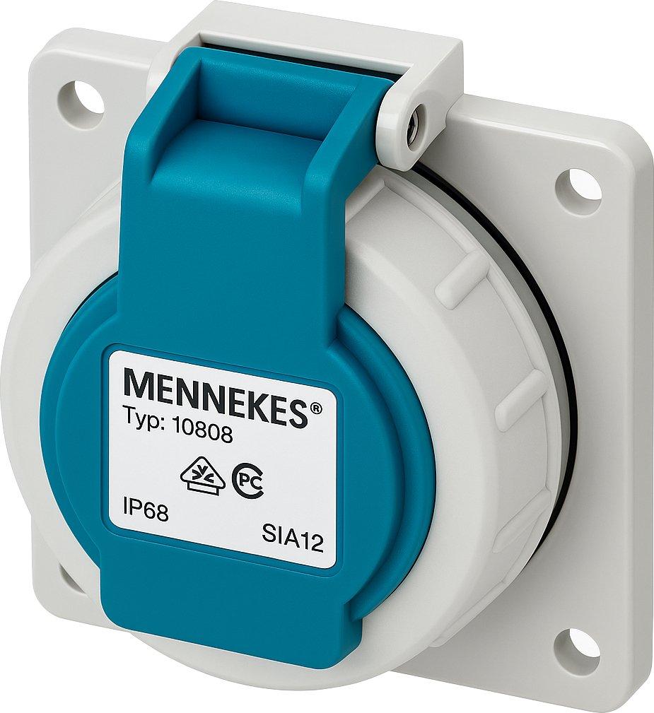 SCHUKO-Anbausteckdose 16A 2P+E 230V IP68 blau