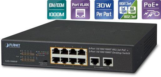 PoE Switch 8xPoE +2x Gigabit