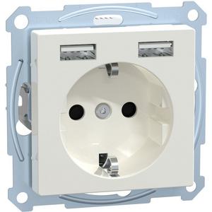 Schuko Steckdose USB Ladefunktion System M max. 2,4 A brillant Polarweiß glänz