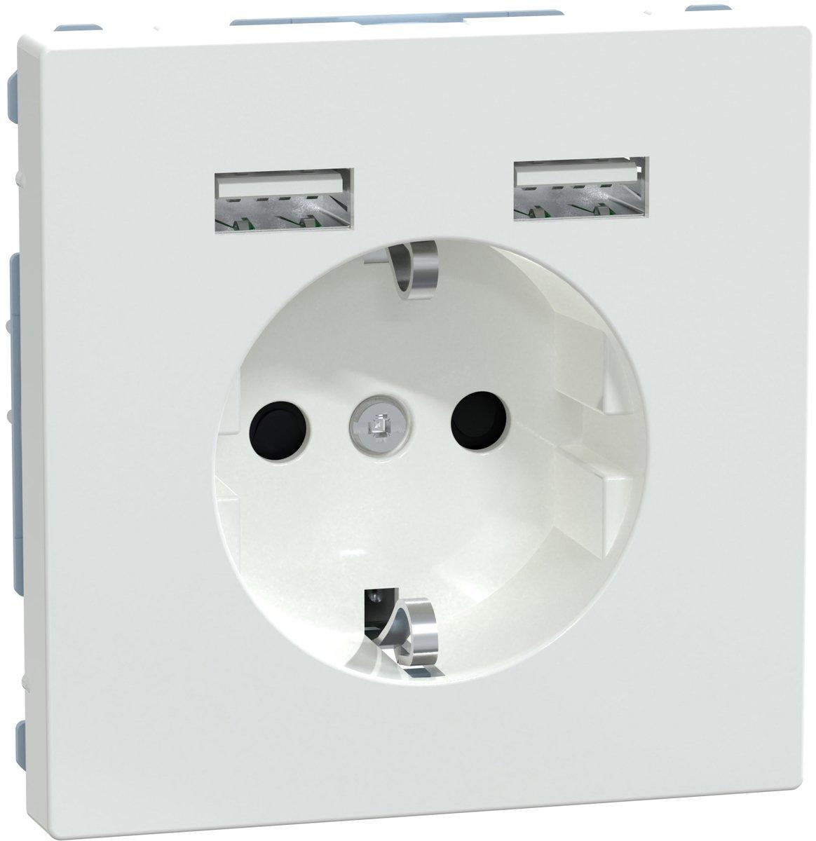 Schuko Steckdose mit USB Ladefunktion System Design max 2,4 A brillant Lotosweiß