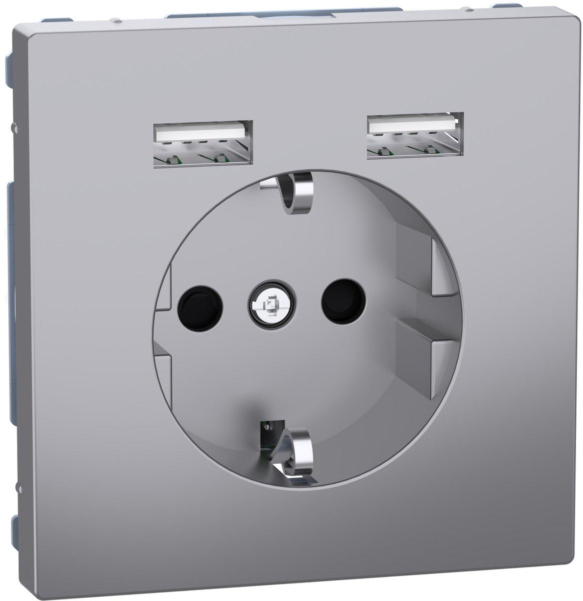 Schuko Steckdose mit USB Ladefunktion System Design max 2,4 A lackiert Edelstahl