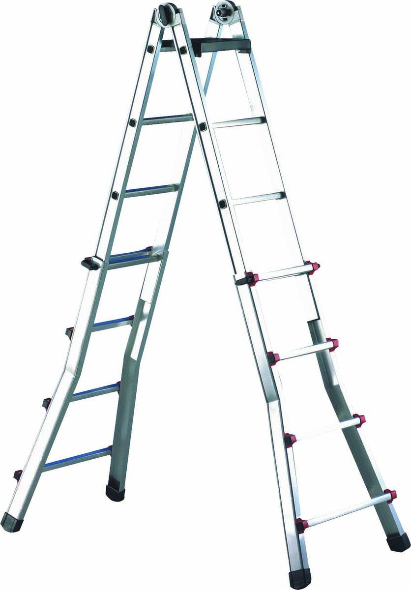Aluminium-Teleskop-Leiter mit 2x6 Stufen