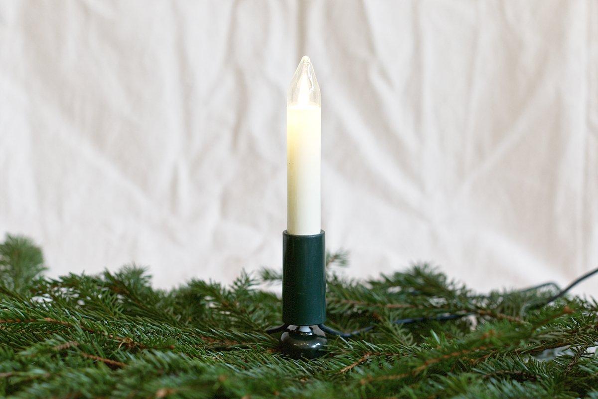 Lichterkette 15-tlg. LED Schaftlampen E10 warm-weiß (2 LED) Schaft: grün Innen