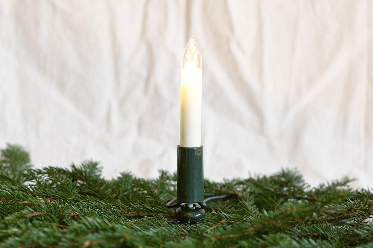 Lichterkette 15-tlg. LED Schaftlampen E10 warm-weiß (4 LED) Schaft: grün Innen