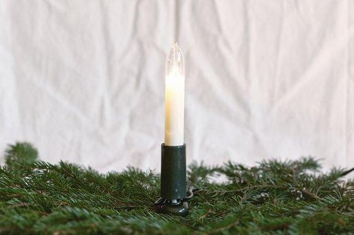 Lichterkette 30-tlg. LED Schaftlampen E10 warm-weiß (4 LED) Schaft: grün Innen