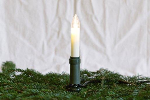 Lichterkette 30-tlg. Schaftlampen E10 klar 8V/3W Schaft: grün 29m