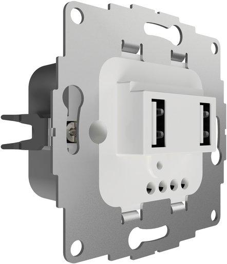 UP Ladestation mit 2 USB-Anschlüssen f. TAE-Abdeckung 12W 2,4A reinweiß glänzend