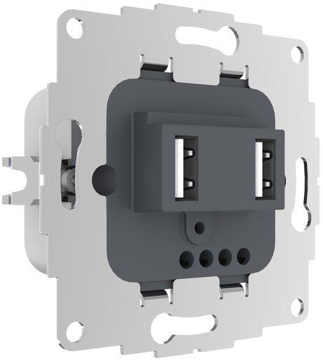 UP Ladestation mit 2 USB-Anschlüssen f. TAE-Abdeckung 12W 2,4A anthrazit glänz.