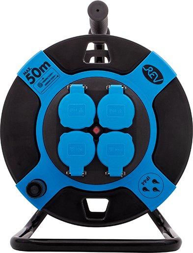 Kabeltrommel leer Kunststoff 4-fach für max. 50 m H05VV-F 3G1,5 mm² sw/bl