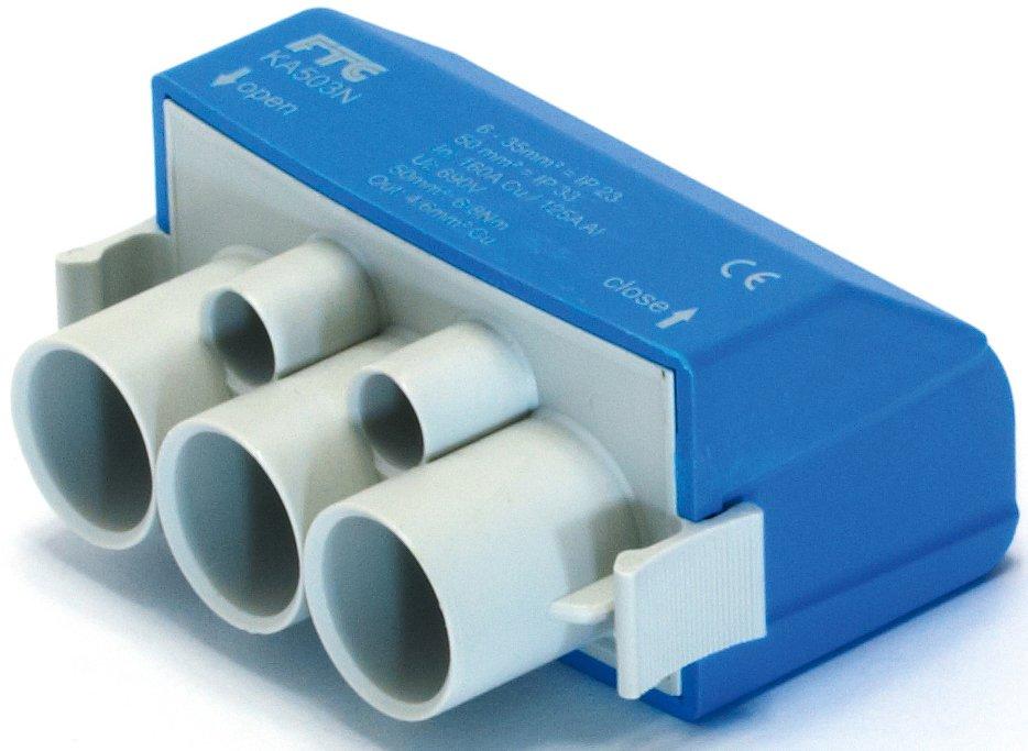 Mastanschlussklemme 1-pol. 3 Anschlüsse blau
