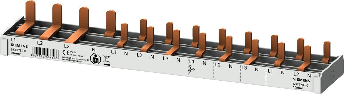 Stiftsammelschiene Kompaktgeräte in 1TE - 10 mm², 1x FI 3P+N + 8x Kompakt 12 TE