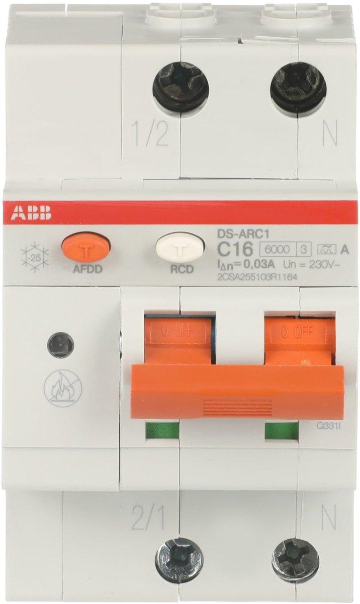 AFDD mit FI/LS 1+N-polig Typ A Charakteristik C 16A Bemessfehlerstrom 30mA 6kA
