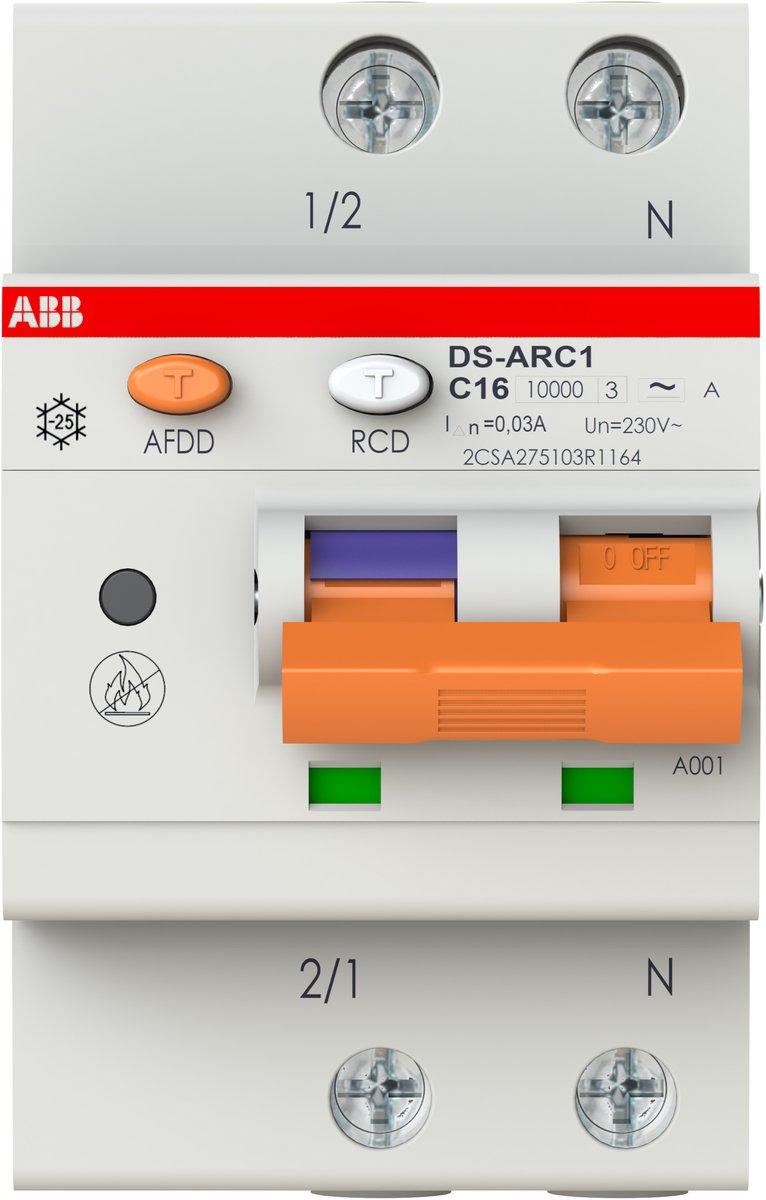 AFDD mit FI/LS 1+N-polig Typ A Charakteristik C 16A Bemessfehlerstrom 30mA 10kA