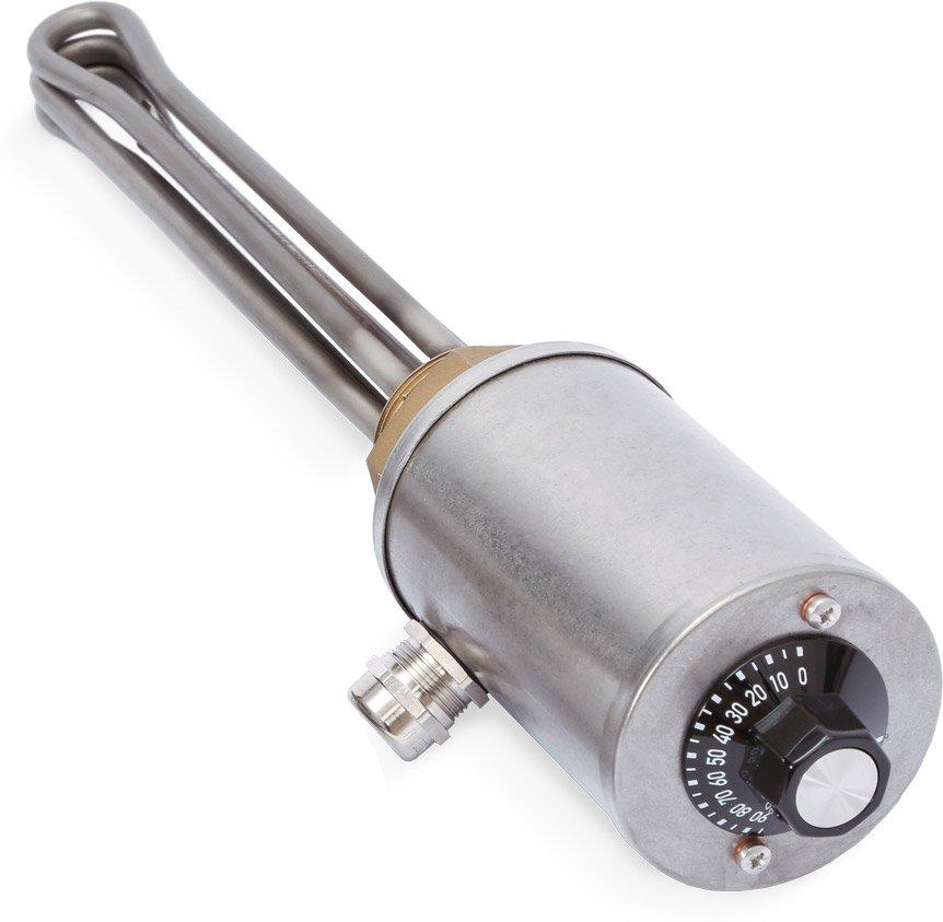 Einschraubheizkörper G1 1/2, Messing / V4A, Regler 0-95°C, 6.0kW ET 470mm