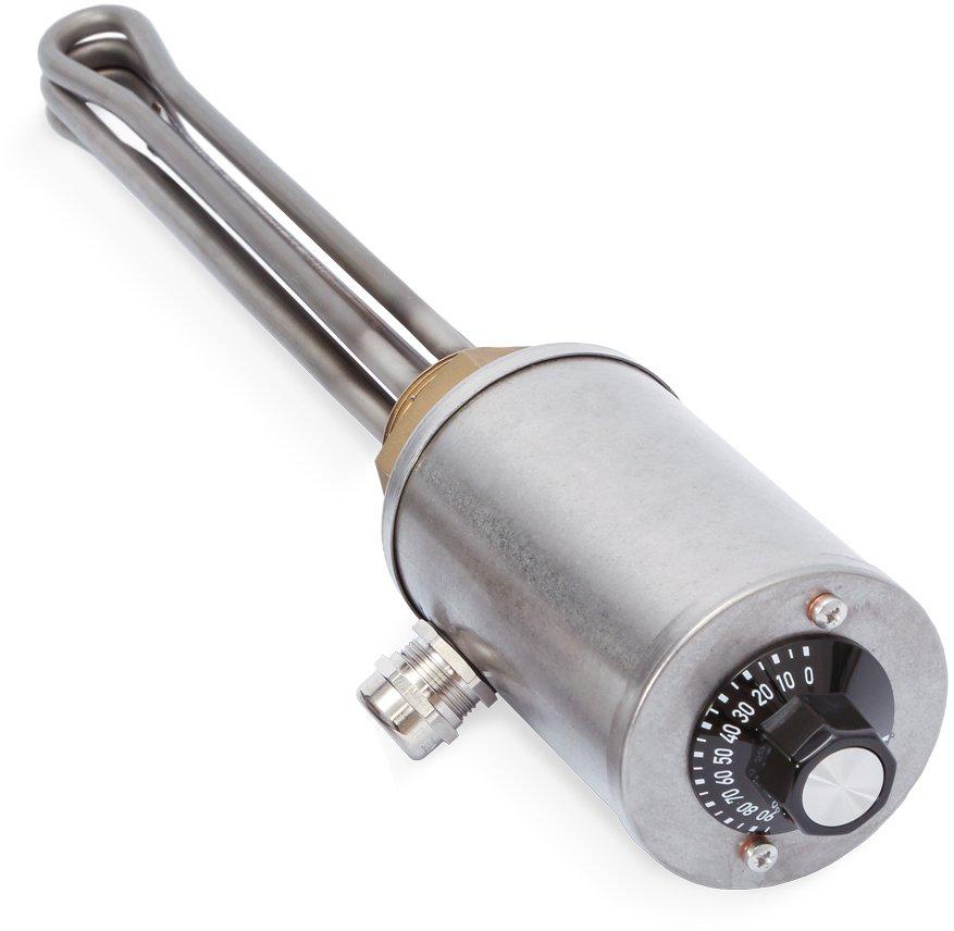 Einschraubheizkörper G1 1/2, Messing / V4A, Regler 0-95°C, 9.0kW ET 650mm