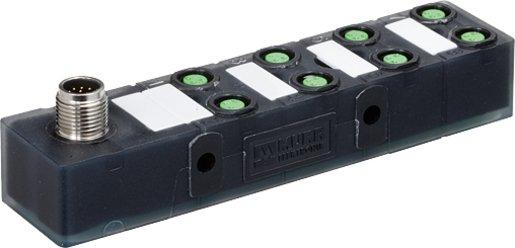 Exact8 Stecker 8x M8 3-polig - Buchse M12 12-polig LED