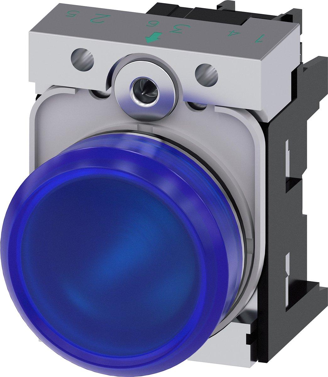 Leuchtmelder 22 mm rund Kunststoff hochglanz blau Linse glatt