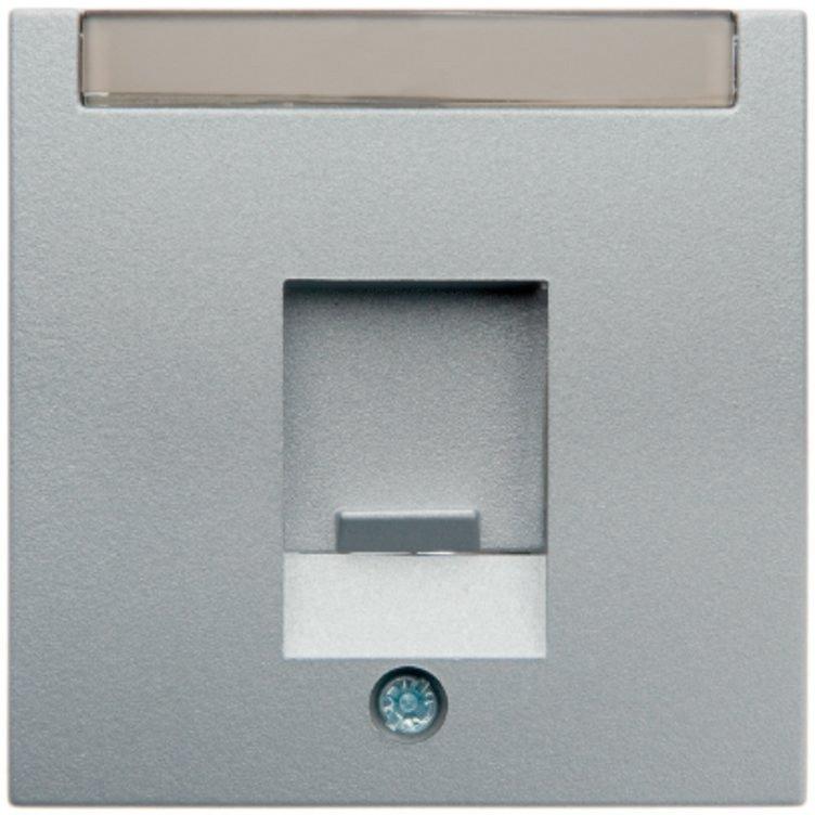 Zentralstück mit Staubschutzschieber und Beschriftungsfeld B.7 alu matt