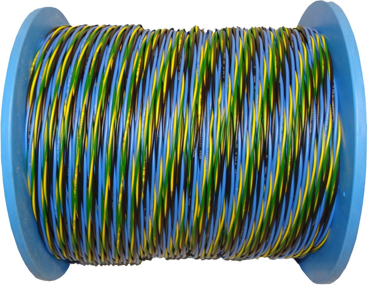 PVC-Aderleitung H07V-U 3X1,5 schwarz-blau-gelb/grün Spule 300 m
