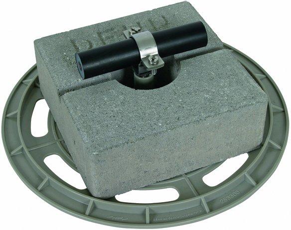 Dachleitungshalter mit Grundplatte und Betonstein f. HVI-power-Leit. 27-30mm