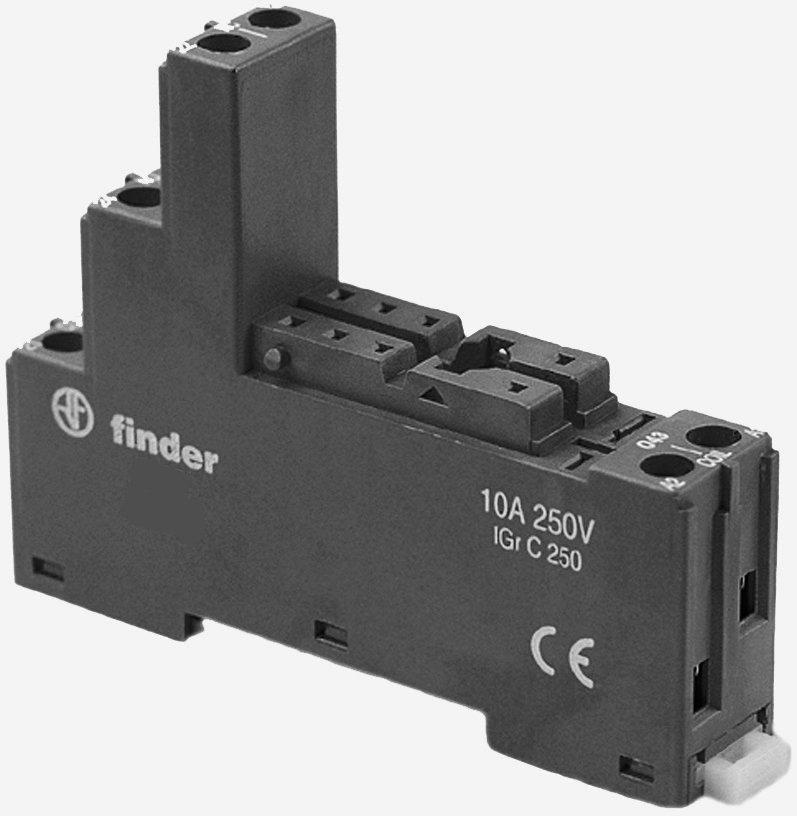 Fassung mit Schraubanschlüssen. Farbe sw für Relais 40.52 40.61 44.52 oder 44.62