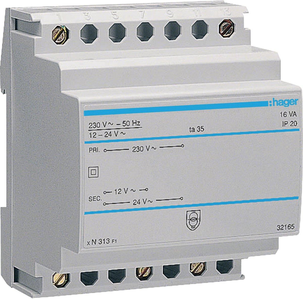 Sicherheitstrafo 230V / 12V + 24V 16VA 4PLE
