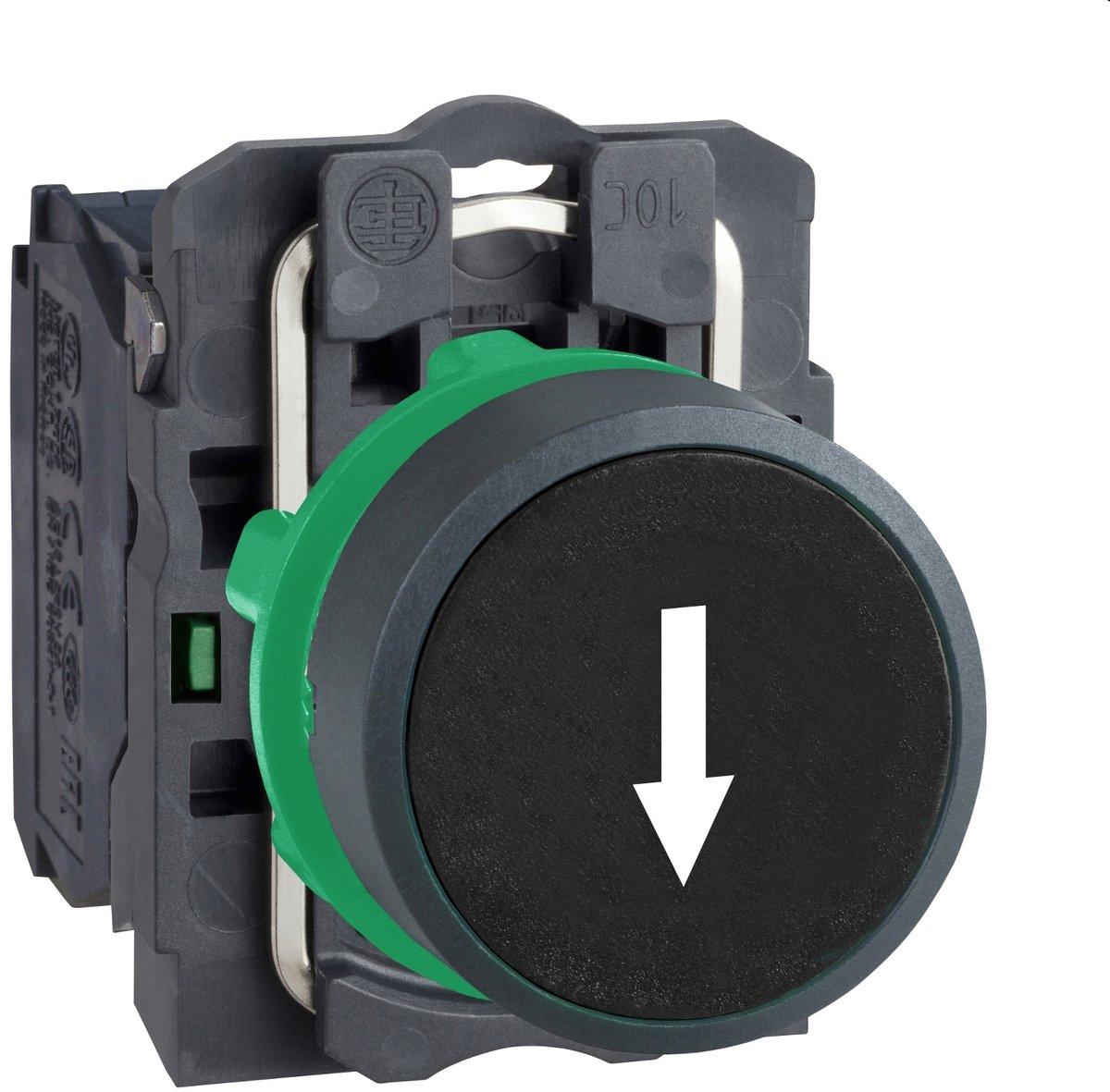 Drucktaster flach schwarz Pfeil nach unten 1S tastend