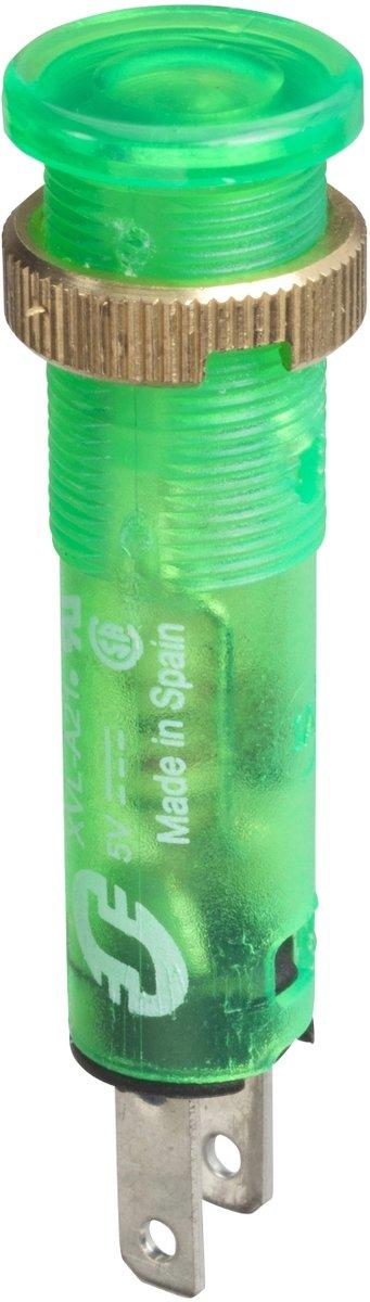 Leuchtmelder rund Ø 8 IP40 grün LED geschützt 12 V Flachstecker