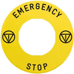 Schild Ø60 für Not-Halt/Not-Aus-Taster EMERGENCY STOP/Logo ISO13850