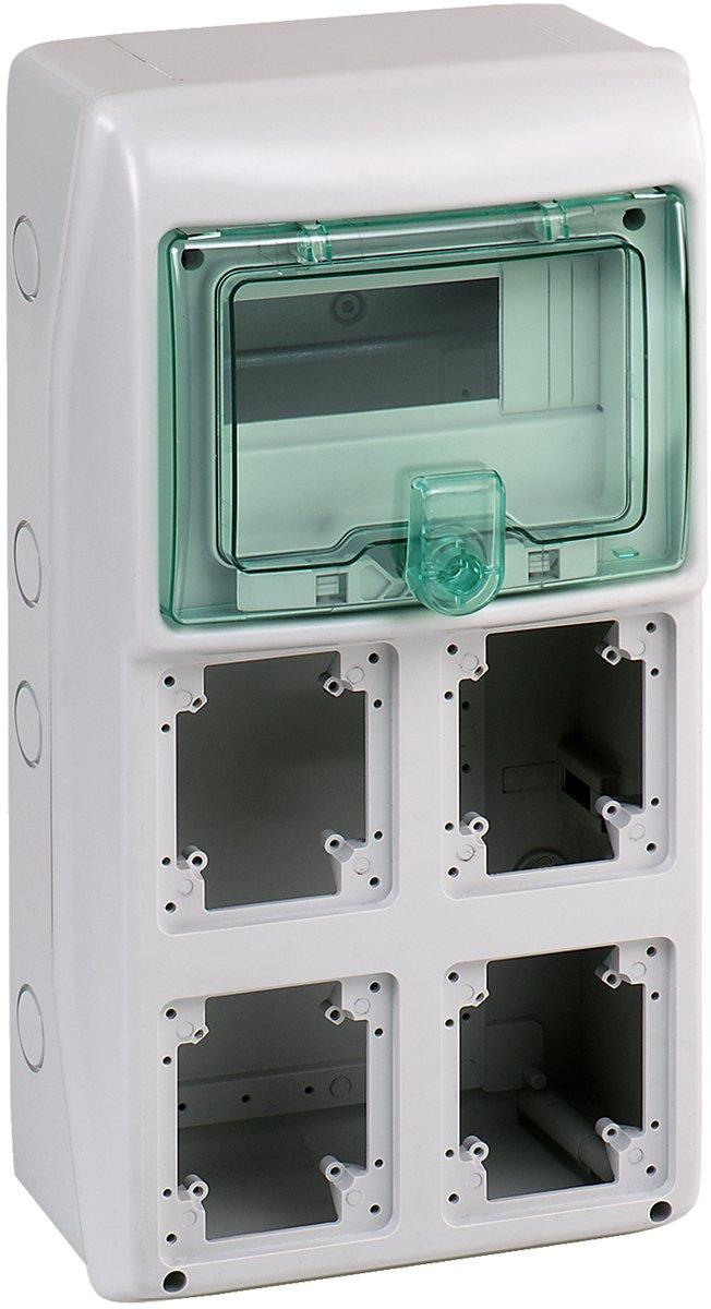 Kaedra-Gehäuse für Steckdosen 236 x 460mm 8 Module 4 Öffnungen