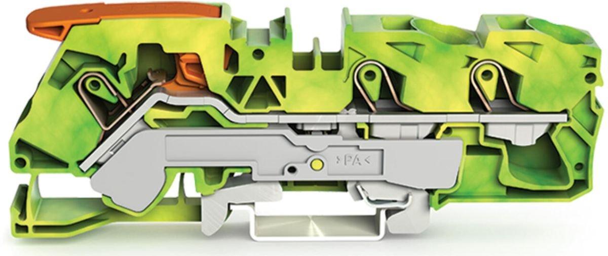 3-Leiter-Schutzleiterklemme mit Hebel und Push-in CAGE CLAMP 16 mm² Prüföffnung