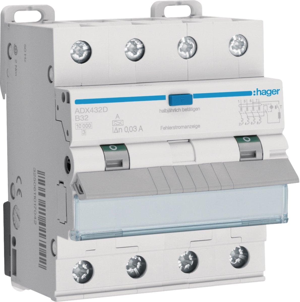 Fehlerstrom-Leistungsschalter 4-polig 10kA B-32A 30mA Typ A