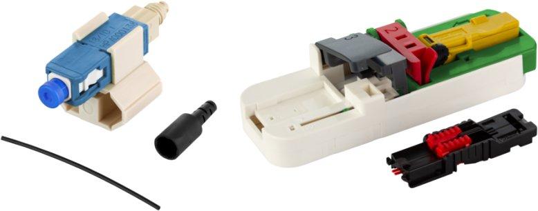 OpDAT FAST Hybrid Steckerbausatz SC UPC OS2 100 Stück für Adern Ø 0,25 + 0,9 mm
