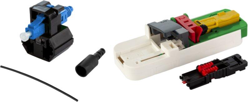 OpDAT FAST Hybrid Steckerbausatz LC UPC OS2 20 Stück für Adern Ø 0,25 + 0,9 mm