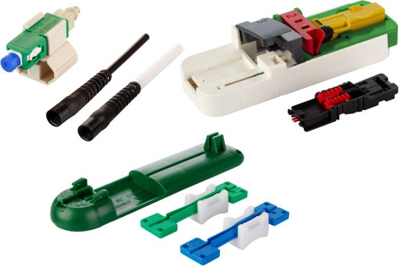 OpDAT FAST Hybrid Steckerbausatz SC APC OS2 20 Stück für Kabel Ø 2,0 + 3,0 mmn